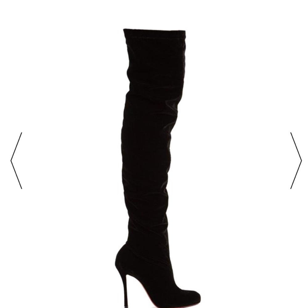 LOUBOUTIN THIGH HIGH black suede boot